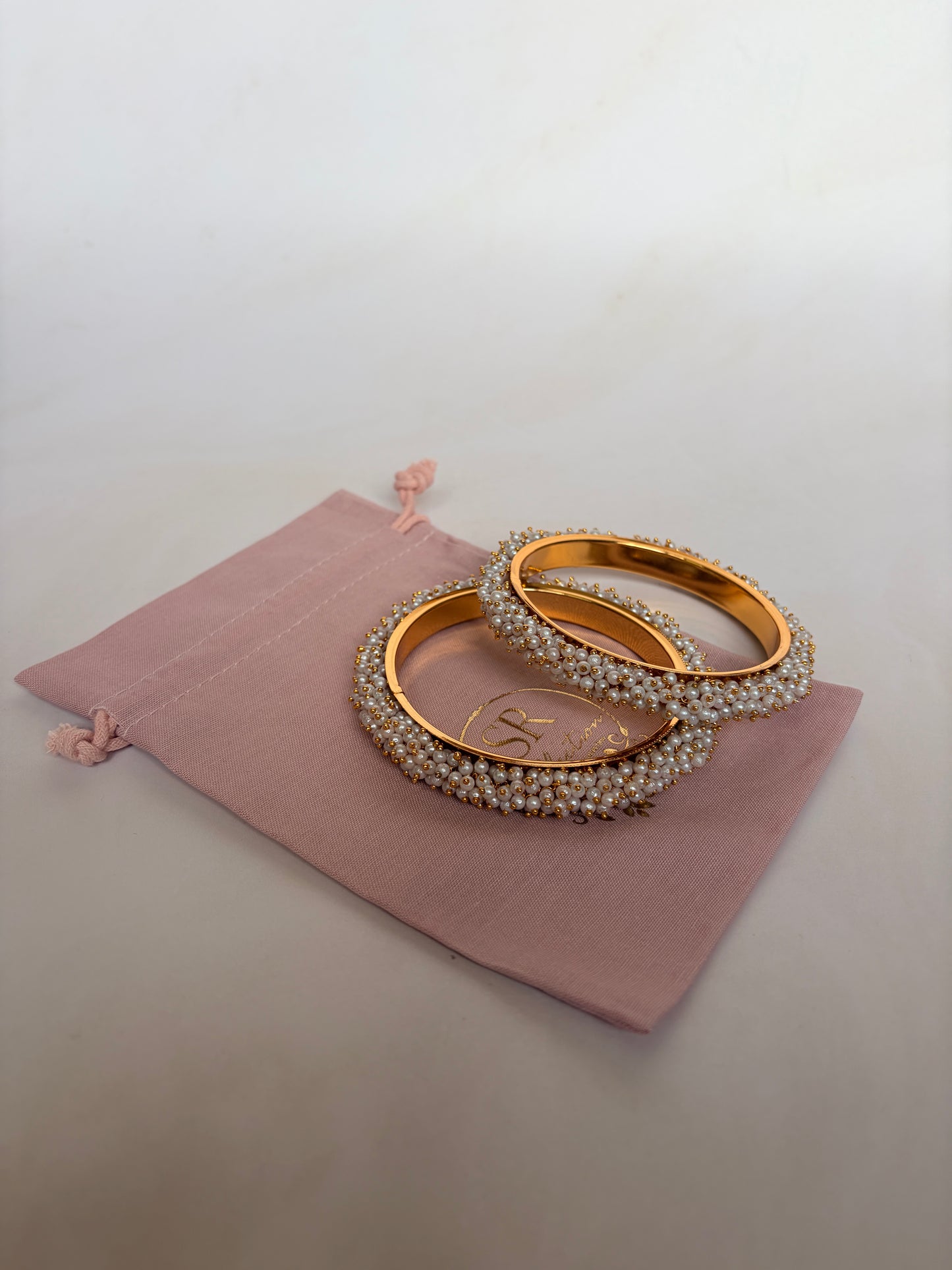 Lata Gold Plated Pearl Bangle Set 2.6 (ST121)