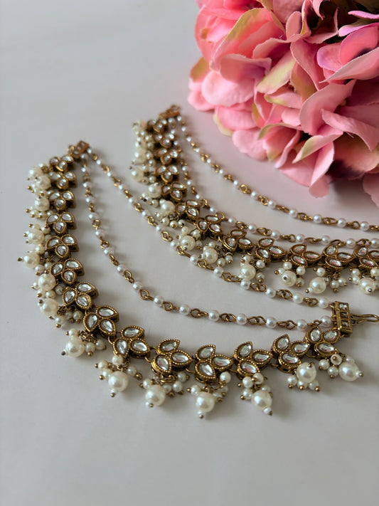 Antique Gold Pearl Ear Chains/Kaan Chain (ST1086)