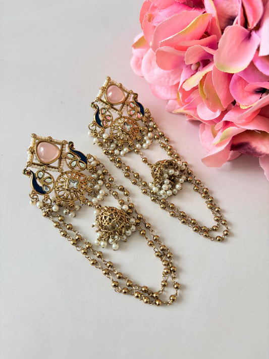 Pink Peacock Indian Earrings (ST1196)