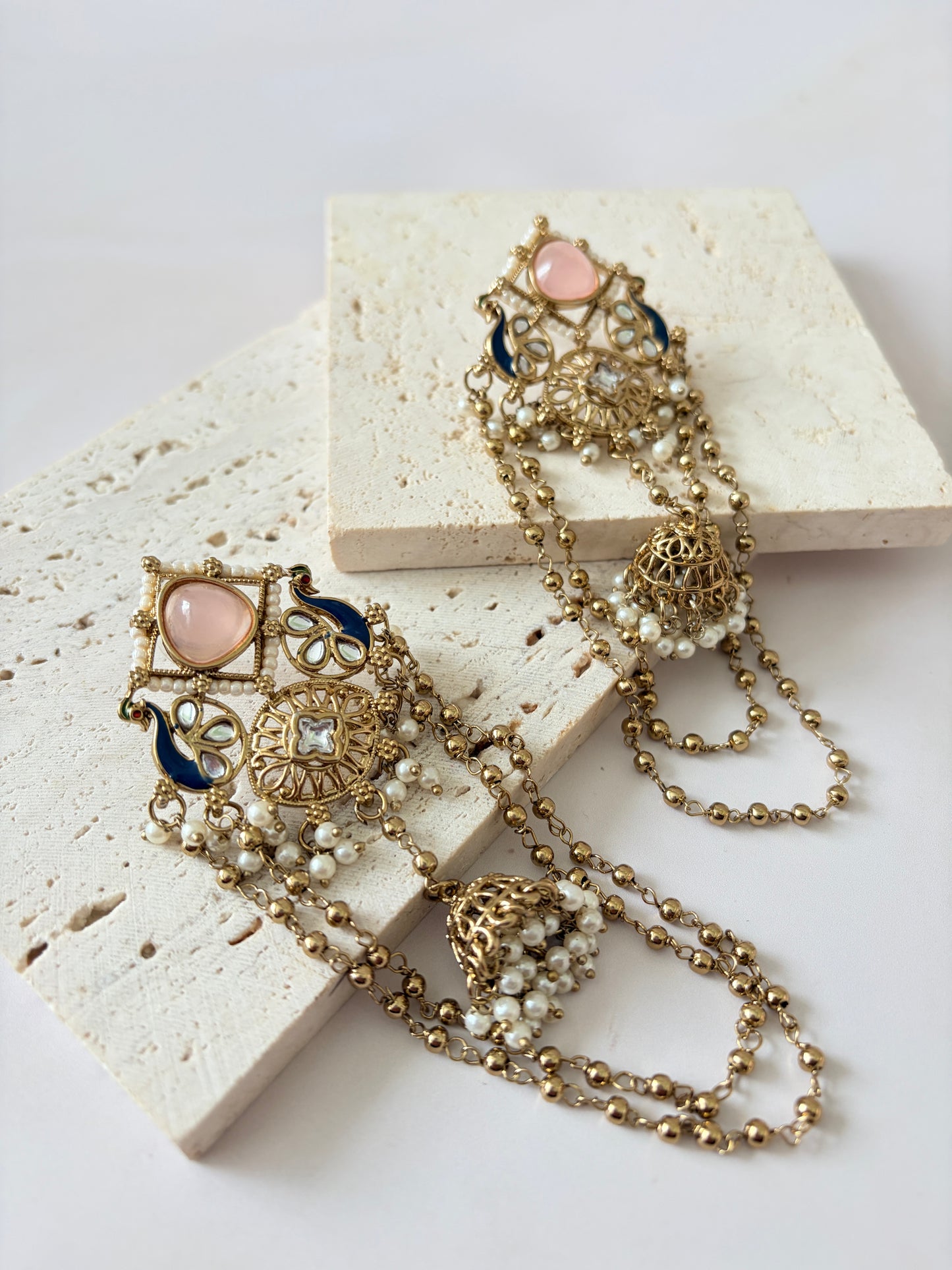 Pink Peacock Indian Earrings (ST1196)