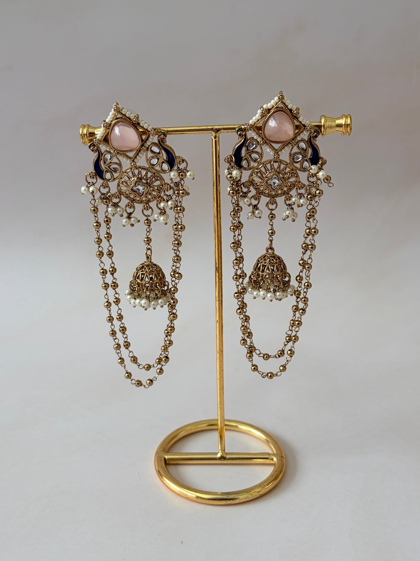 Pink Peacock Indian Earrings (ST1196)