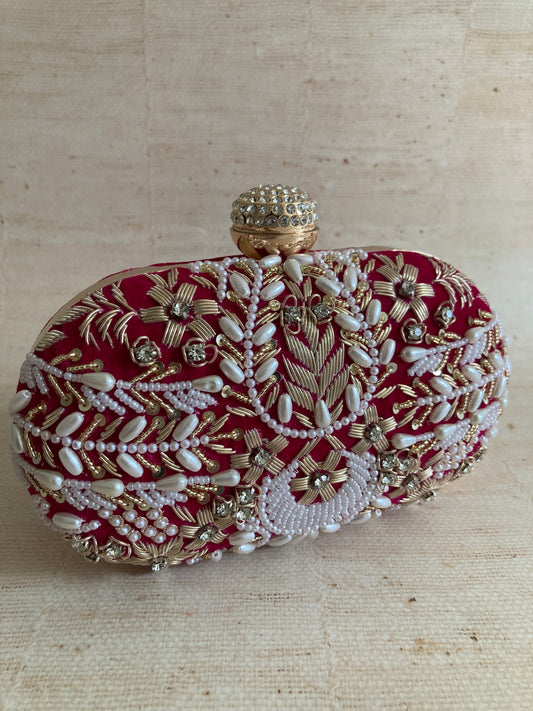 Ambrose (Oval Clutch)(Hot Pink Velvet)(ST266)