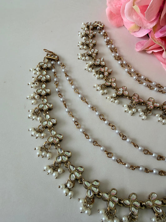 Antique Gold Pearl Ear Chains/Kaan Chain (ST1147)
