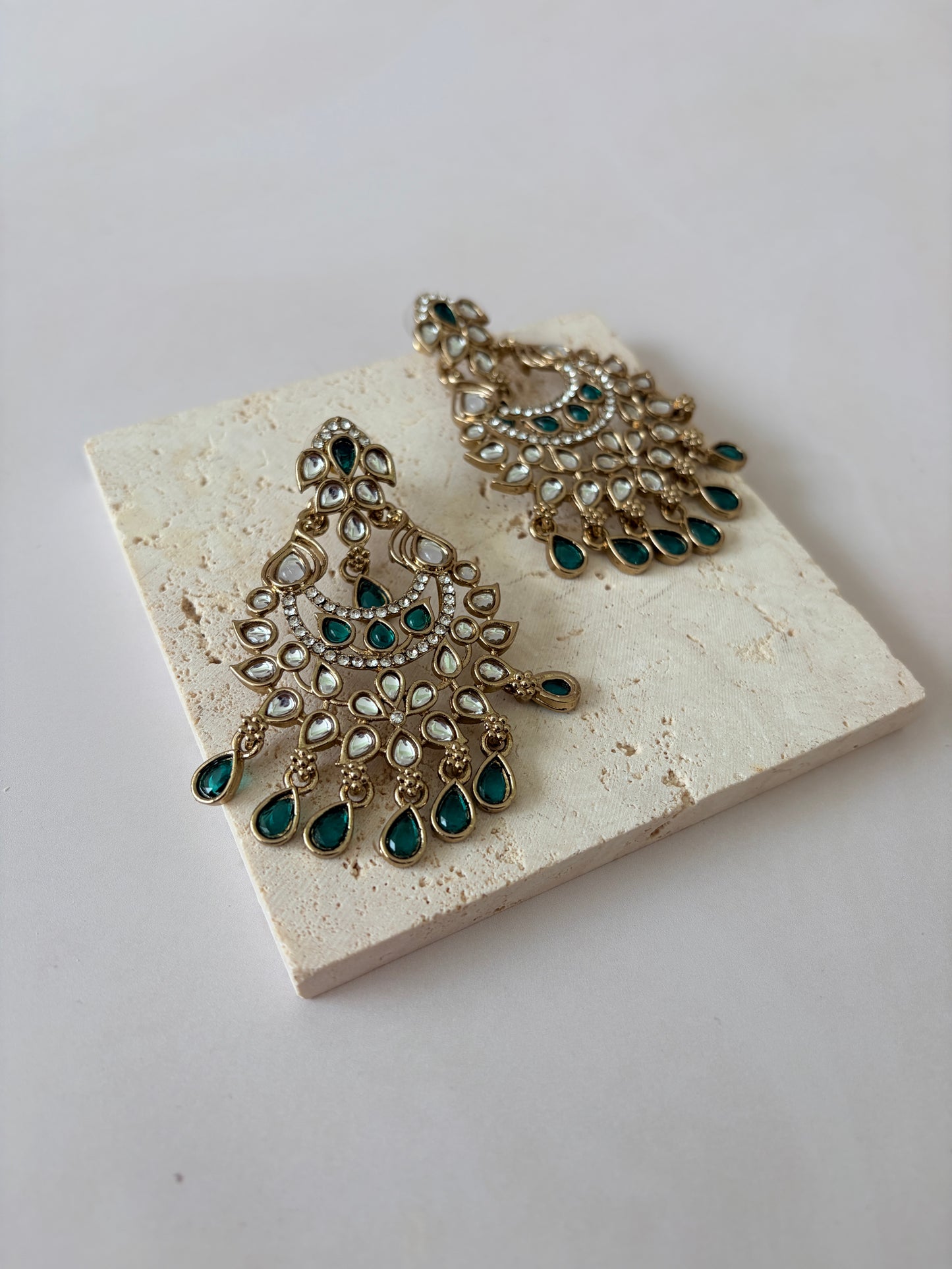 Avni Kundan Earrings (ST1219) (Green)