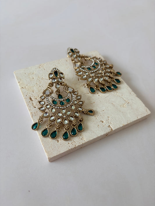 Avni Kundan Earrings (ST1219) (Green)