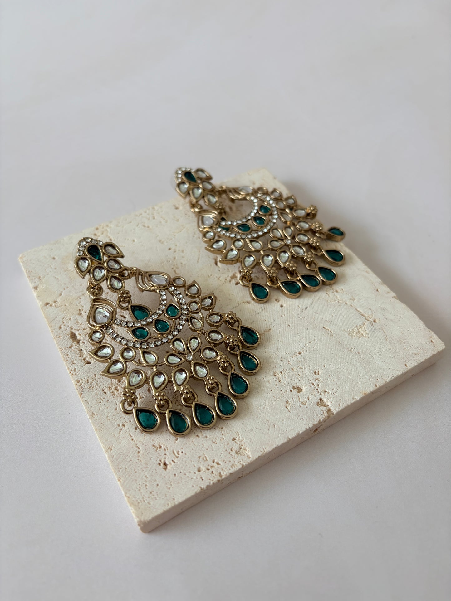 Avni Kundan Earrings (ST1219) (Green)