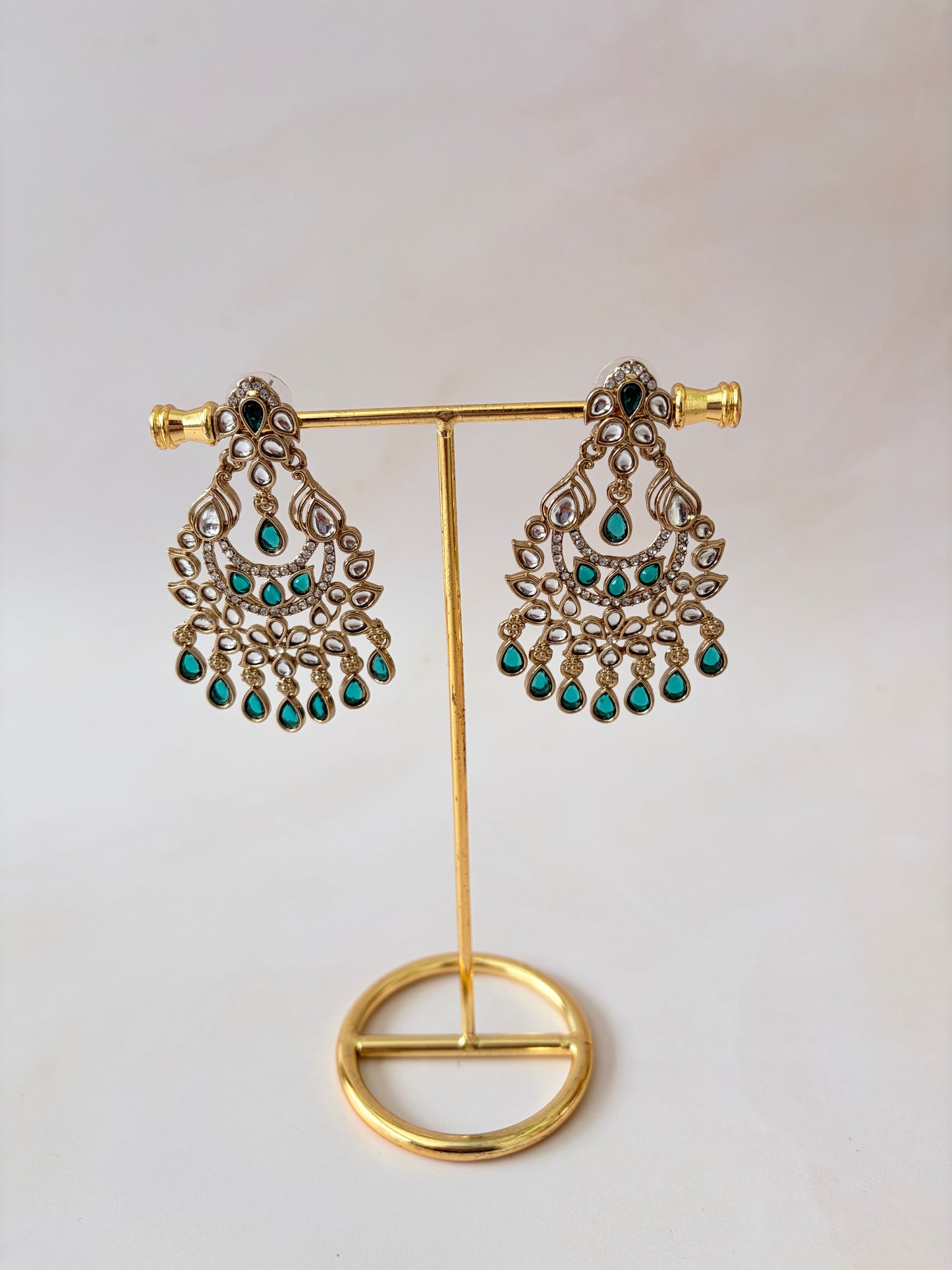 Avni Kundan Earrings (ST1219) (Green)