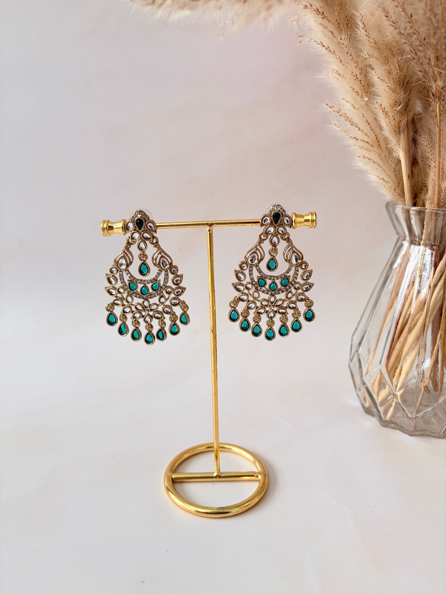 Avni Kundan Earrings (ST1219) (Green)