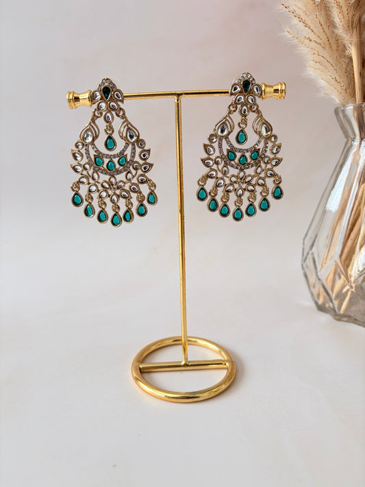 Avni Kundan Earrings (ST1219) (Green)