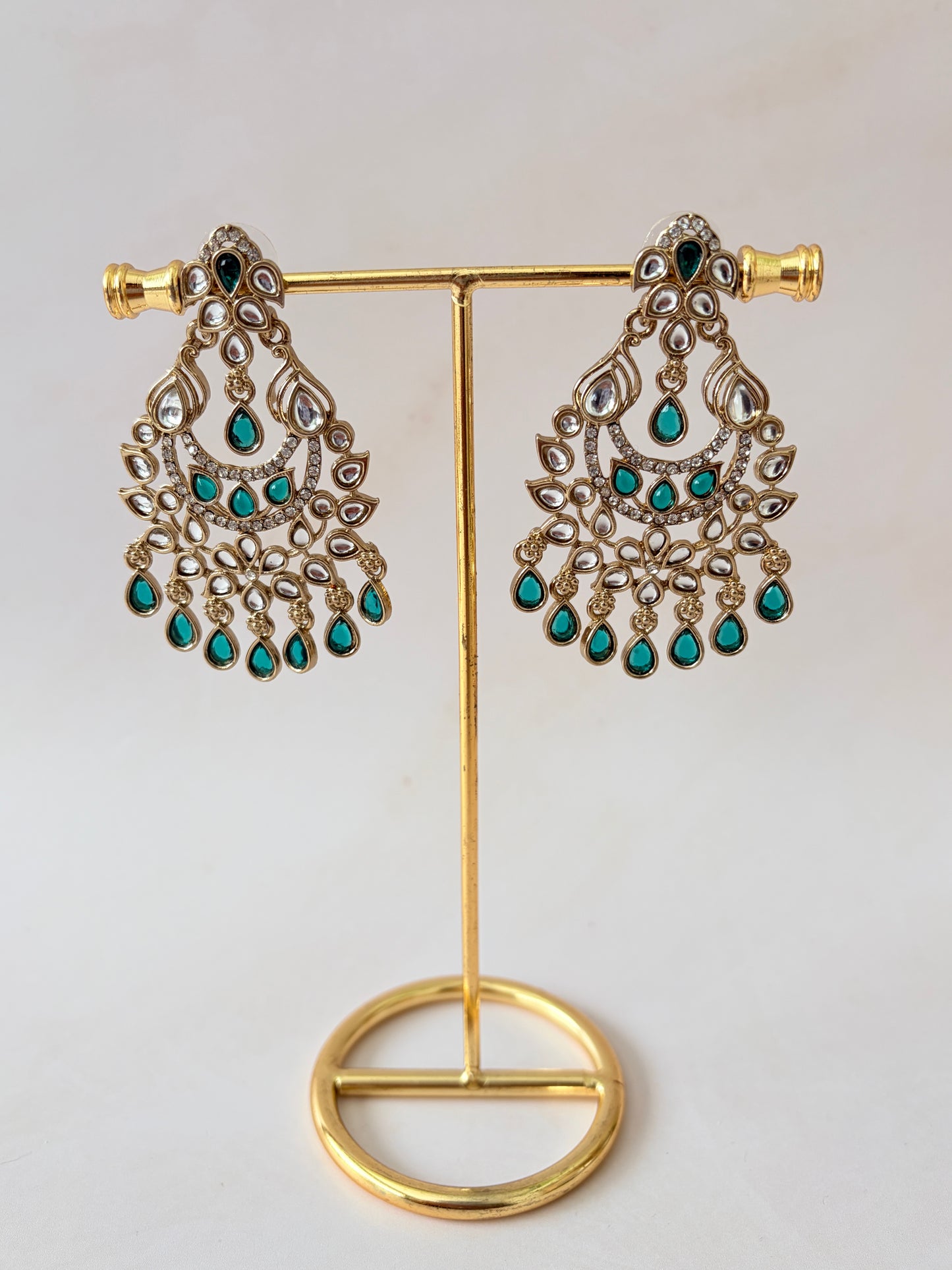 Avni Kundan Earrings (ST1219) (Green)