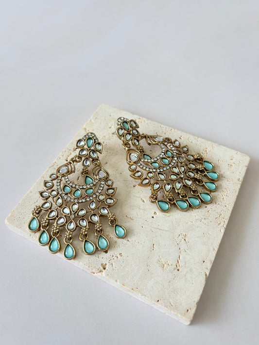 Avni Kundan Earrings (ST1219) (Blue)