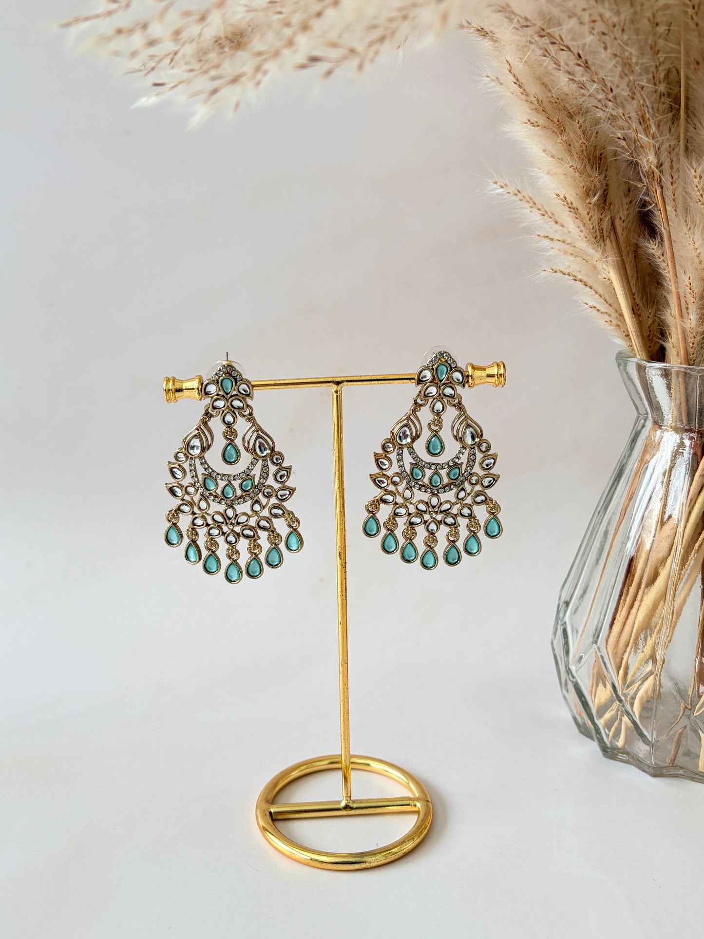 Avni Kundan Earrings (ST1219) (Blue)