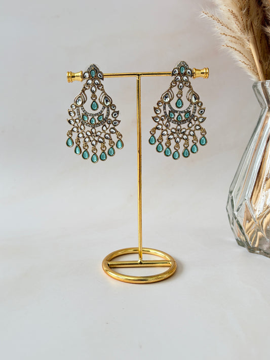 Avni Kundan Earrings (ST1219) (Blue)