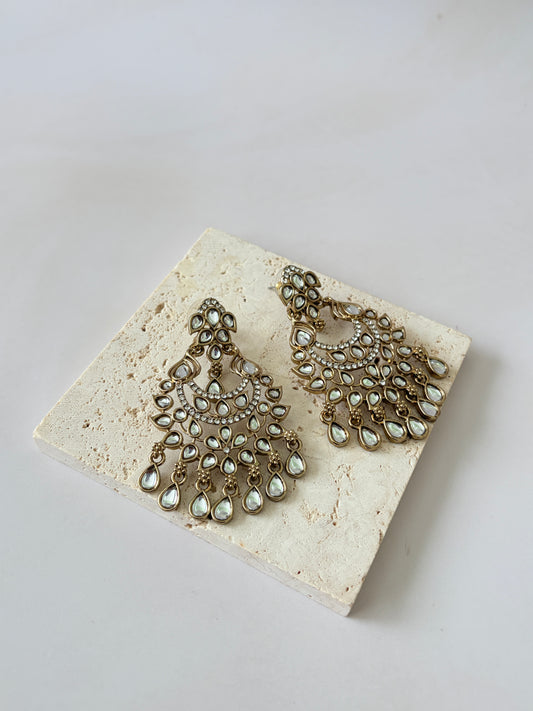Avni Kundan Earrings (ST1219) (Silver)