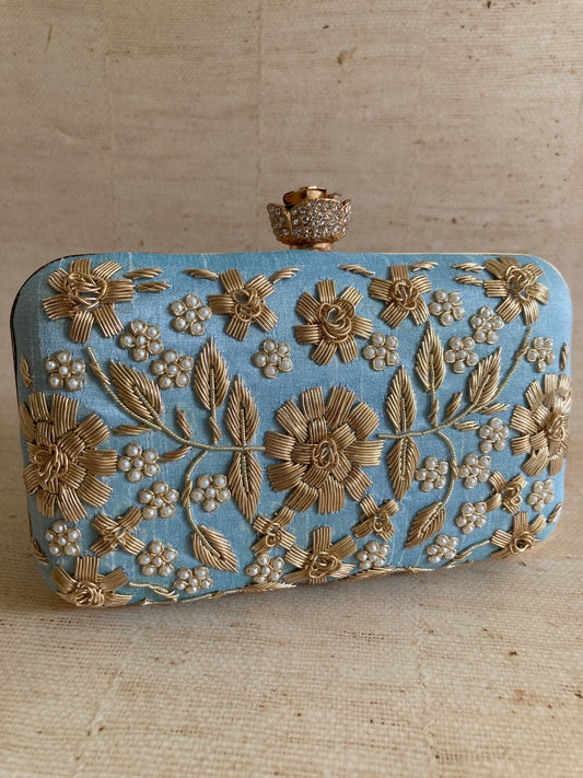 Alina (Rectangular Clutch) (Sky Blue) (ST859)