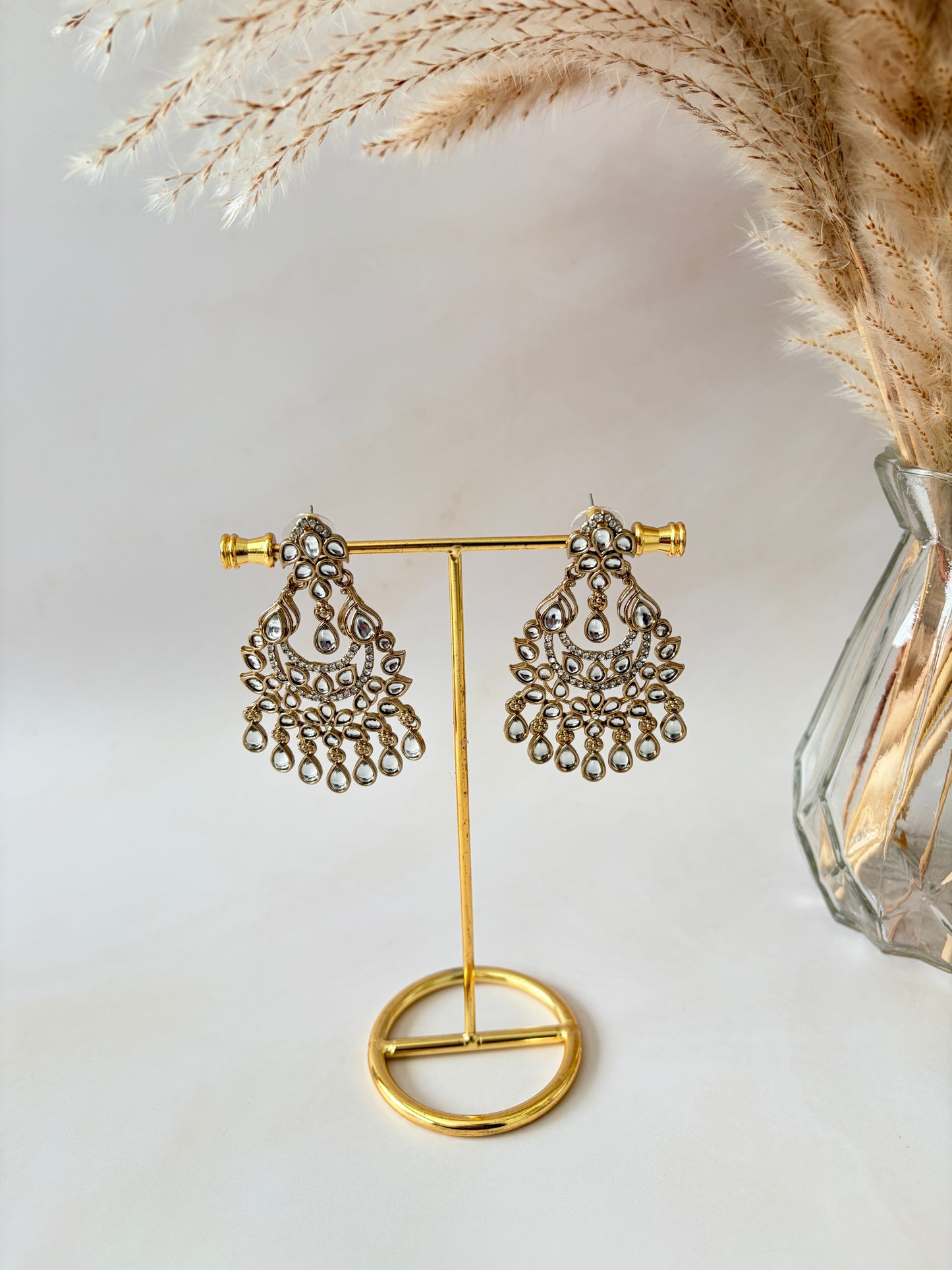 Avni Kundan Earrings (ST1219) (Silver)