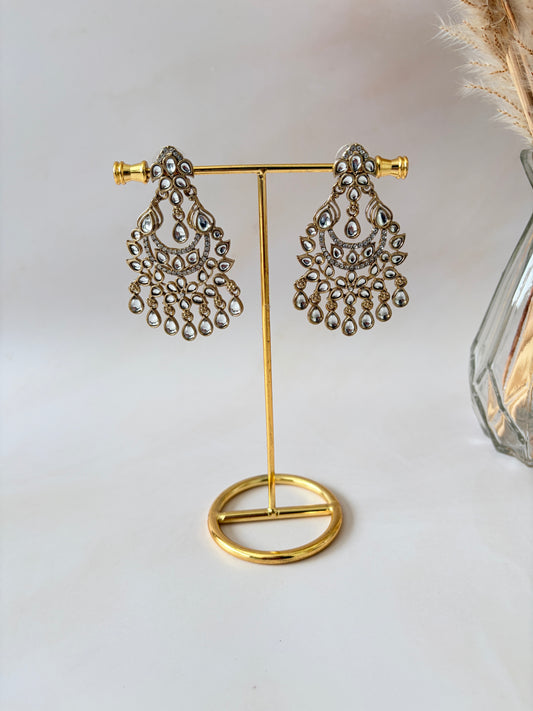 Avni Kundan Earrings (ST1219) (Silver)