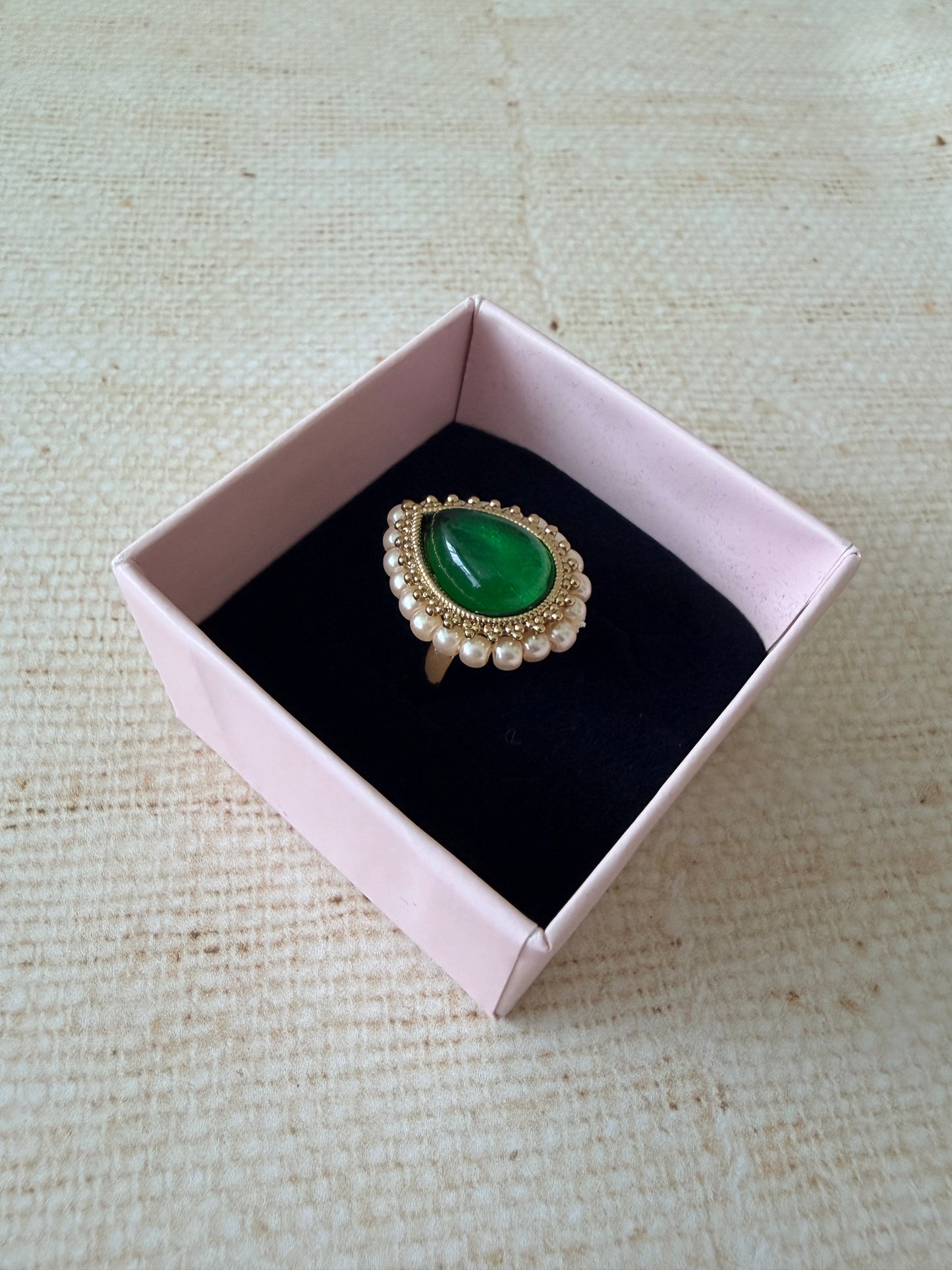 Maya Green Pearl Gold Ring (ST1109)