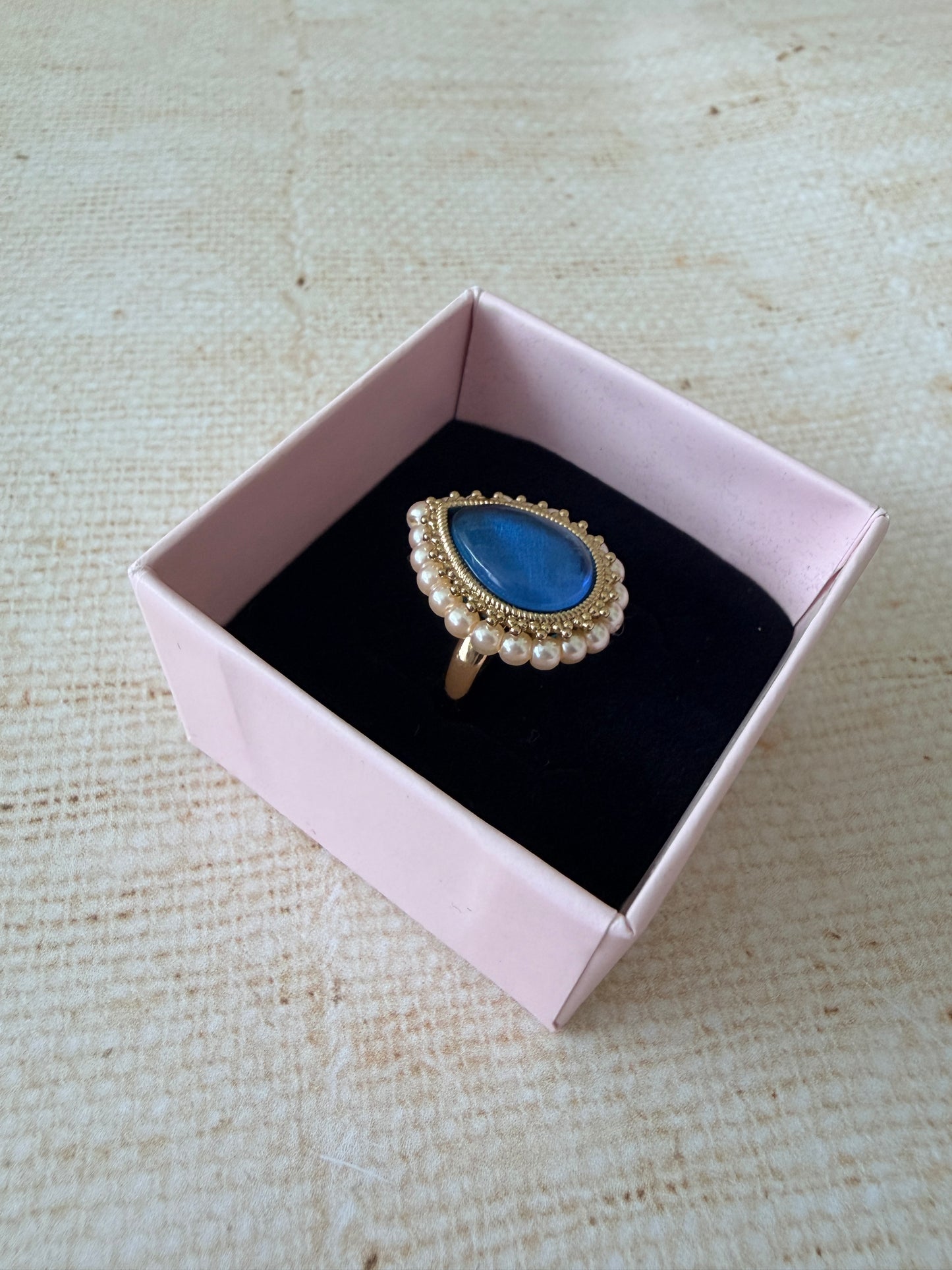 Maya Blue Pearl Gold Ring (ST1109)