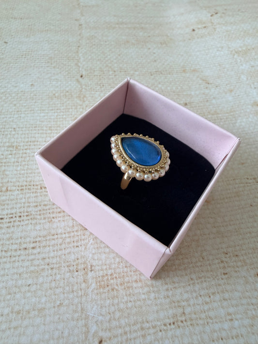 Maya Blue Pearl Gold Ring (ST1109)