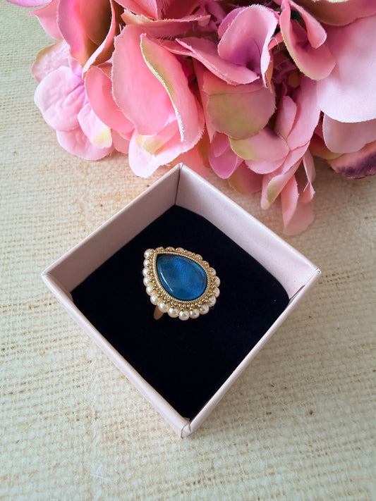 Maya Blue Pearl Gold Ring (ST1109)