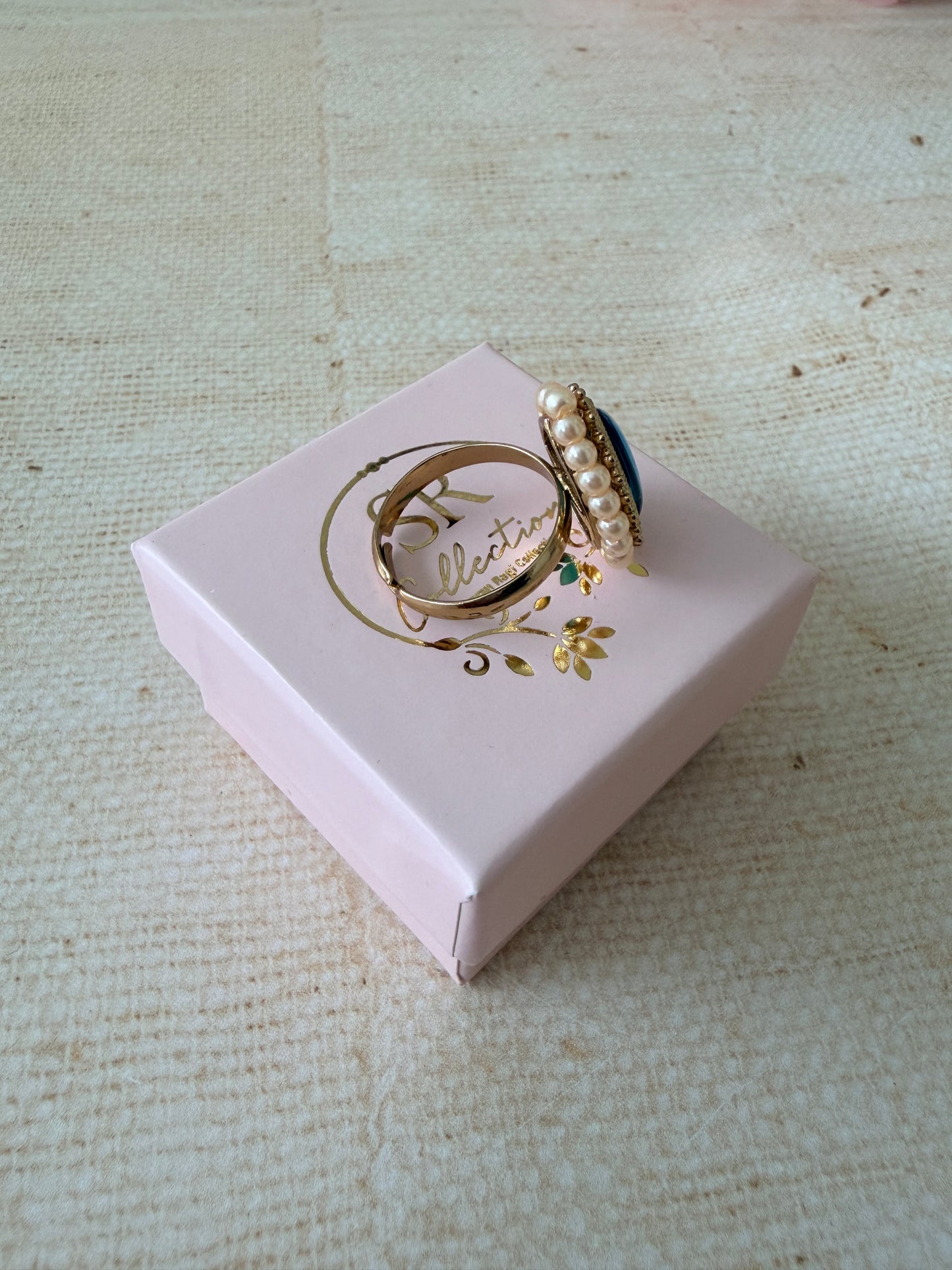 Maya Blue Pearl Gold Ring (ST1109)