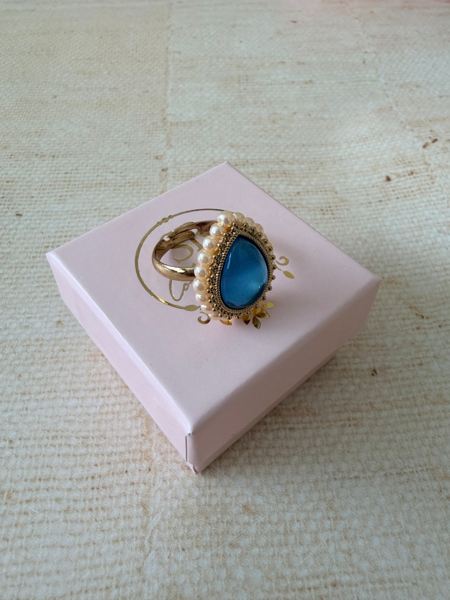 Maya Blue Pearl Gold Ring (ST1109)