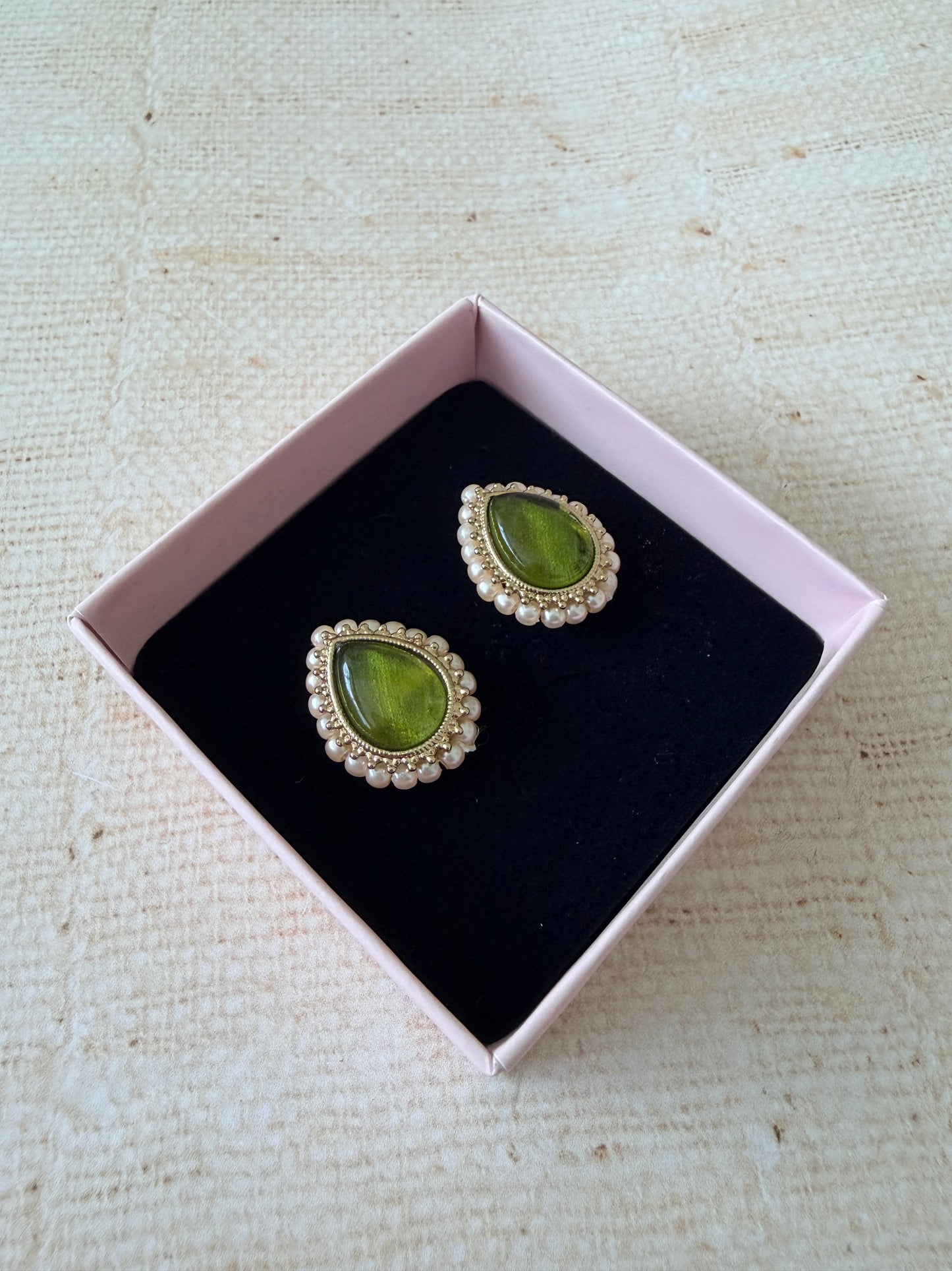 Maya Light Green Gold Stud Earrings (ST1035)