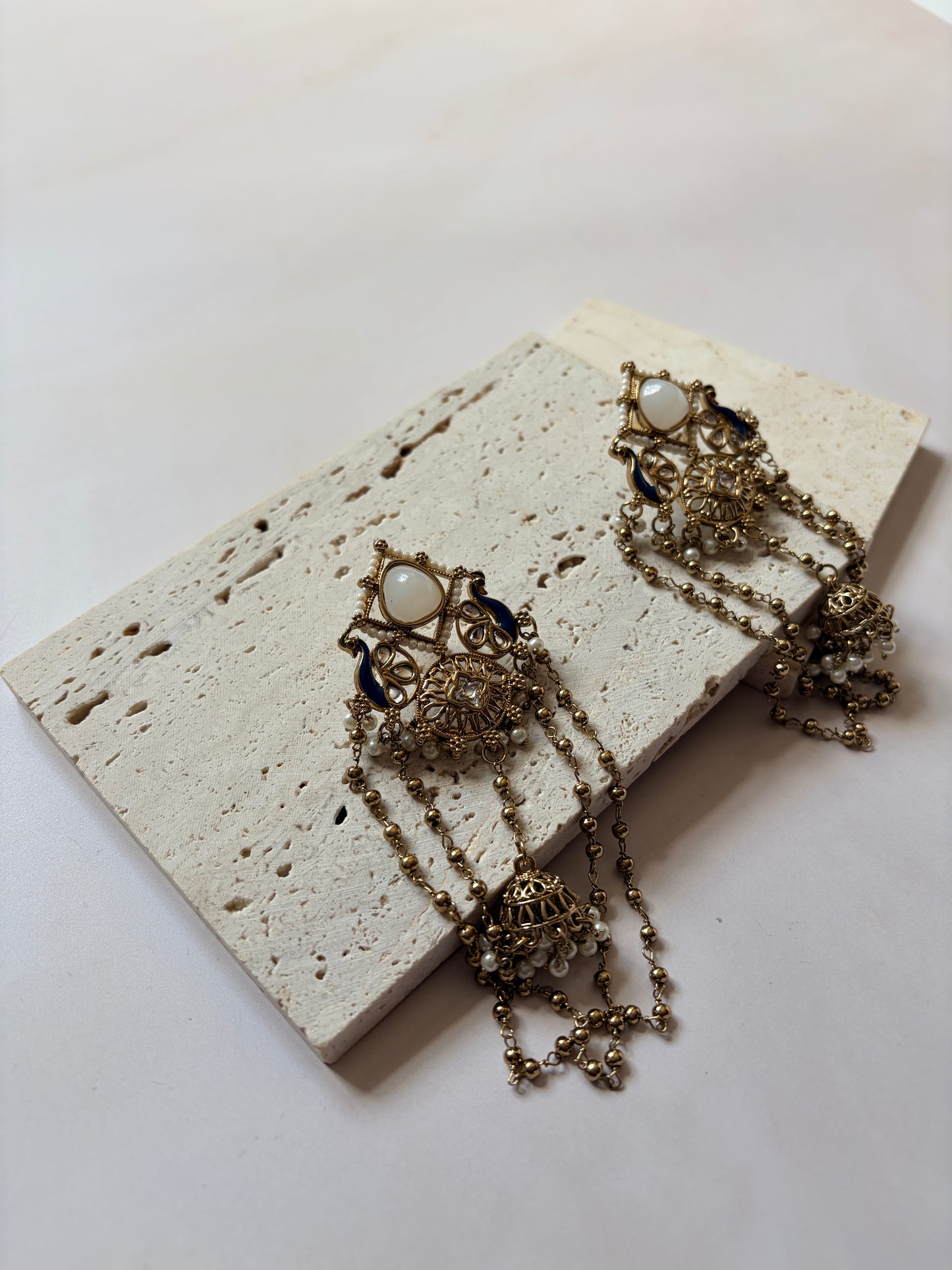 White Peacock Indian Earrings (ST1196)