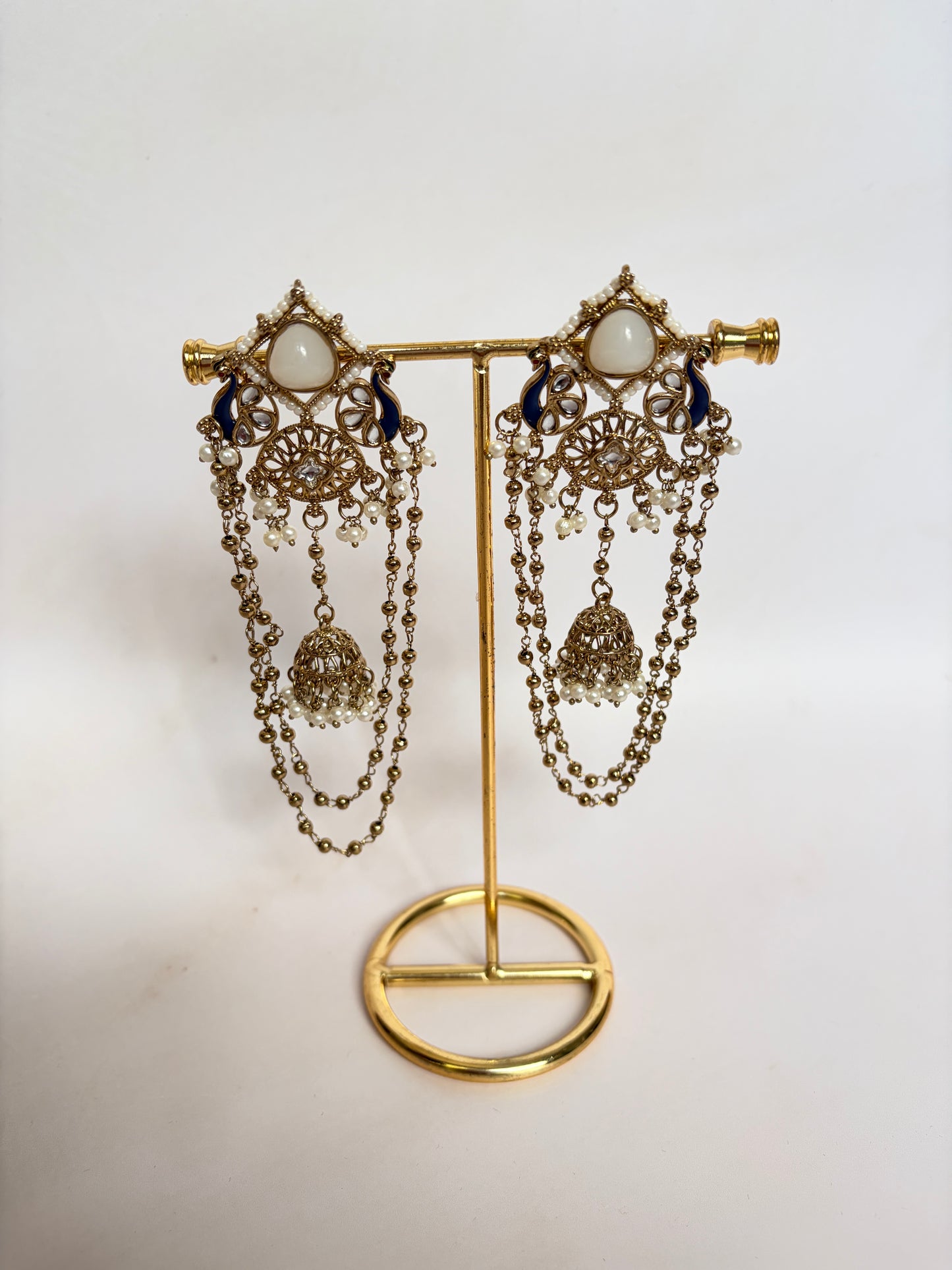 White Peacock Indian Earrings (ST1196)