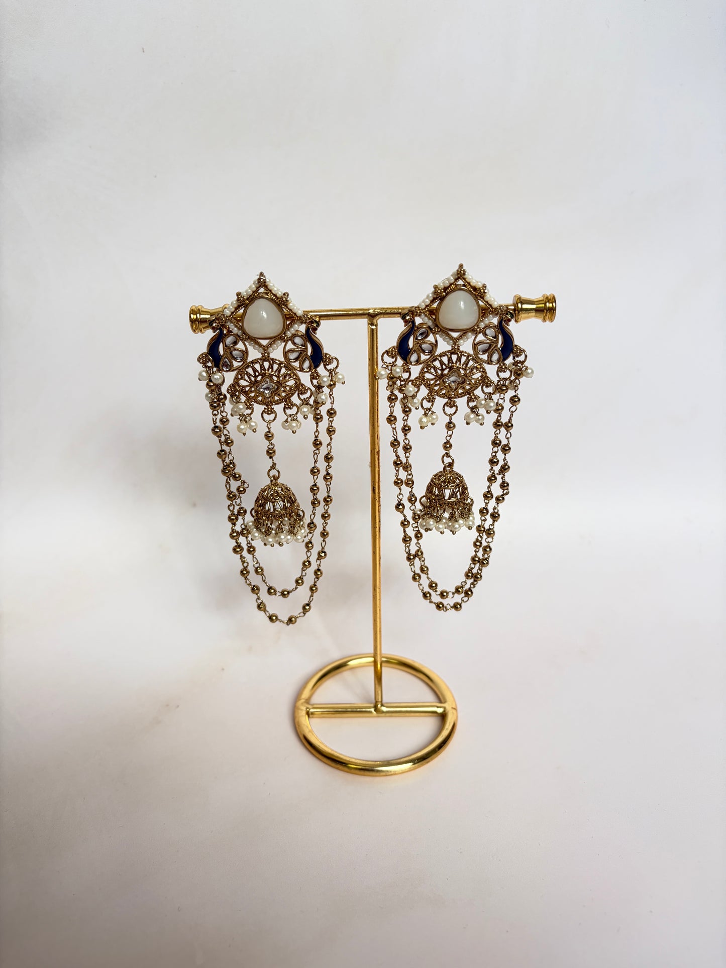 White Peacock Indian Earrings (ST1196)