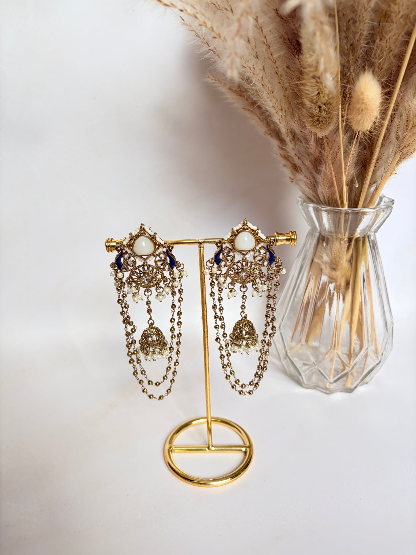 White Peacock Indian Earrings (ST1196)