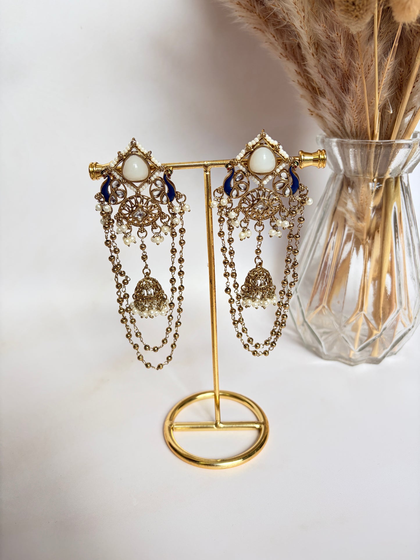 White Peacock Indian Earrings (ST1196)