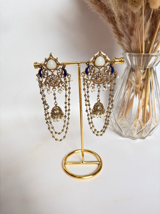 White Peacock Indian Earrings (ST1196)