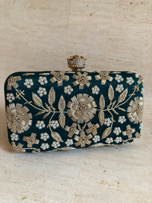 Alina (Rectangular Clutch) (Emerald Green) (ST859)