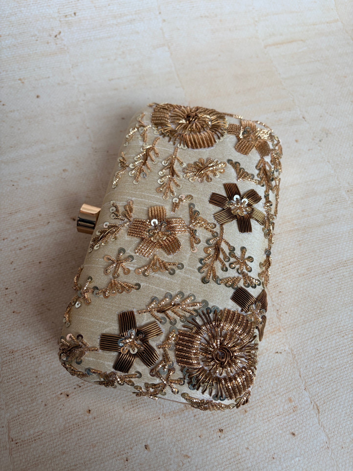 Faryal Rectangular Clutch (Gold) (ST139)