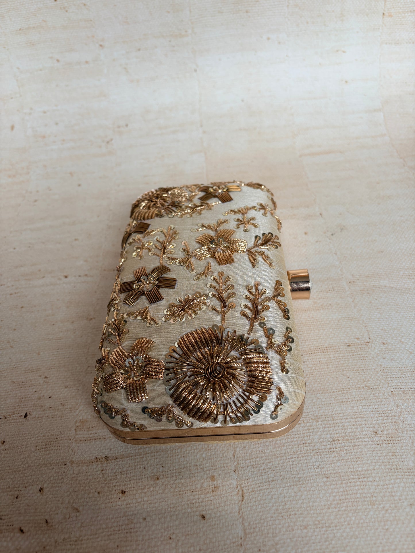 Faryal Rectangular Clutch (Gold) (ST139)