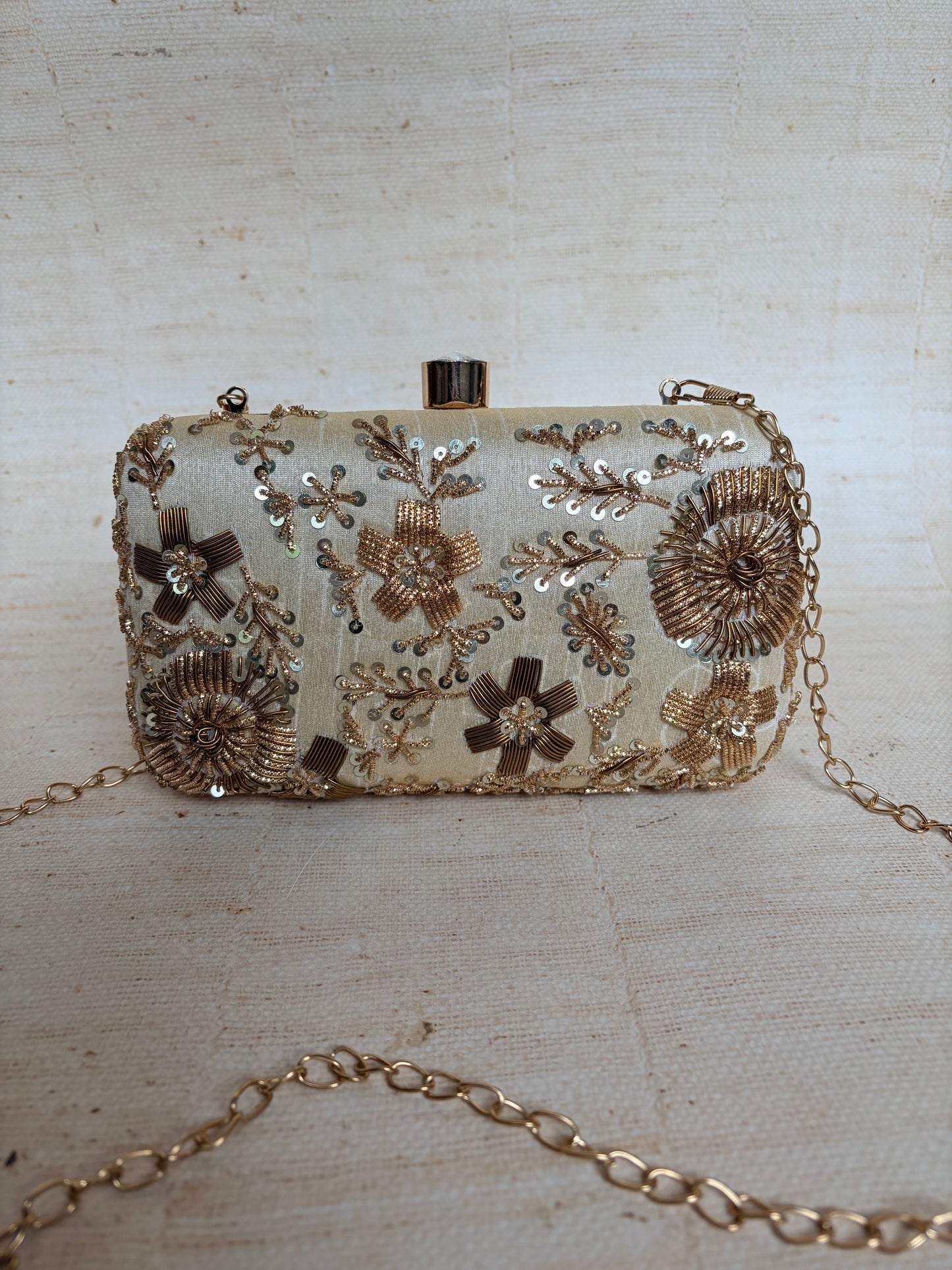 Faryal Rectangular Clutch (Gold) (ST139)
