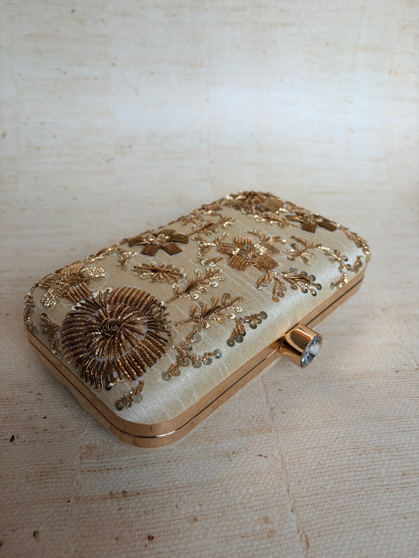 Faryal Rectangular Clutch (Gold) (ST139)
