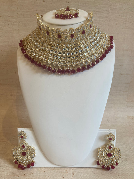 Maharani Gold Plated Kundan Choker Set (ST222) Maroon