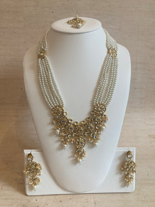 Anchal Long Necklace Kundan And Pearl Set (ST224)