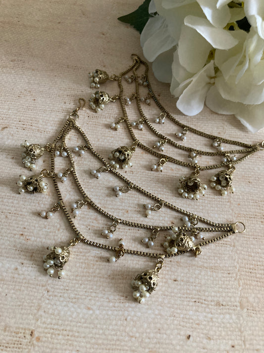 Antique Gold Plated Pearl Ear Chains/Kaan Chain (ST993)