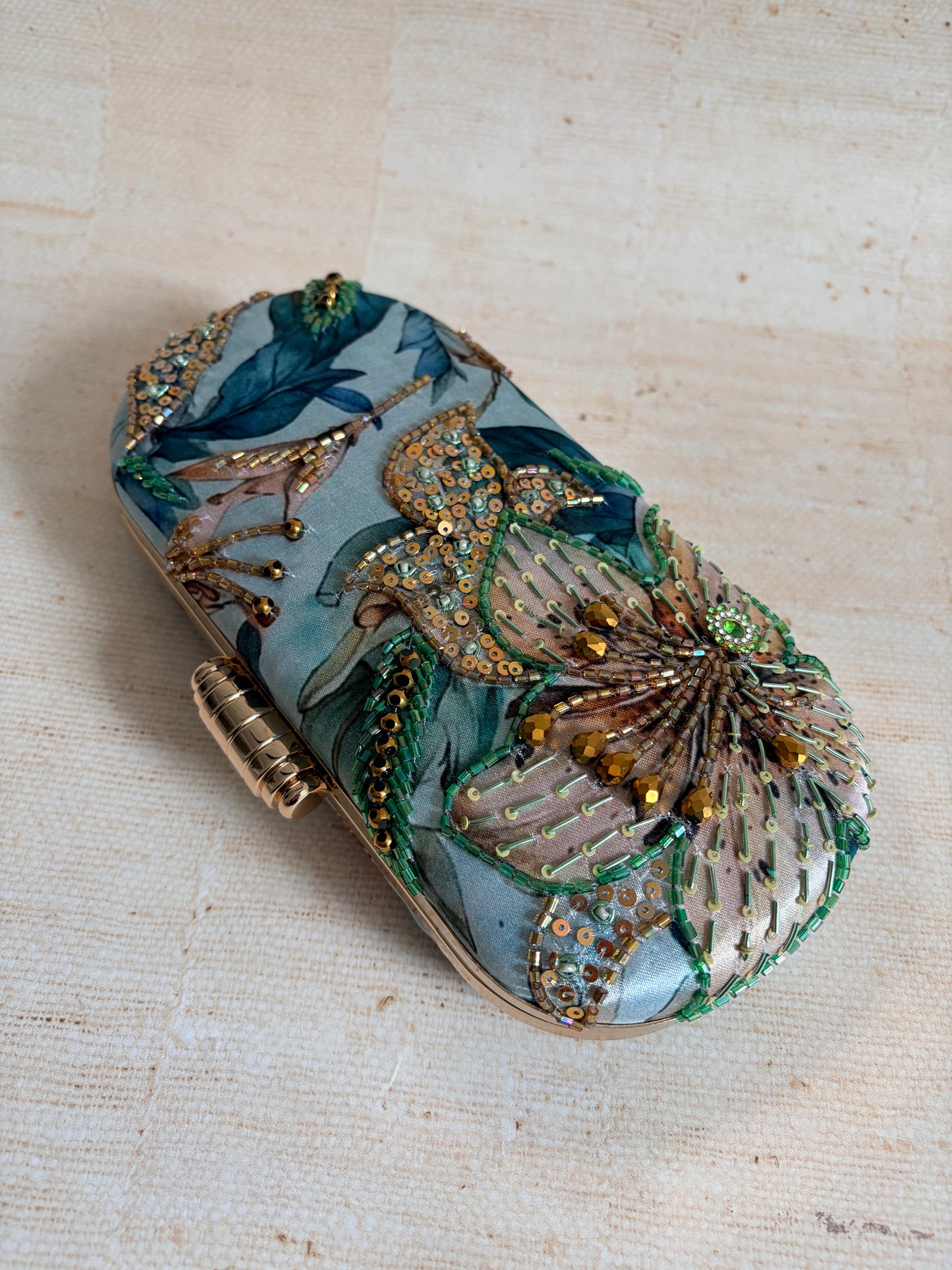 Savana Floral Oval Clutch (ST1223) (Green)