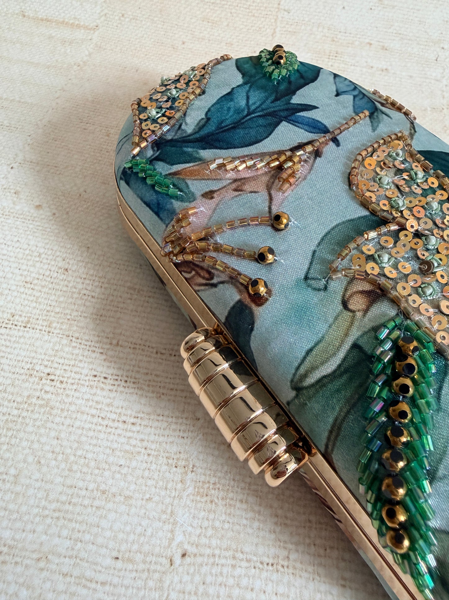 Savana Floral Oval Clutch (ST1223) (Green)