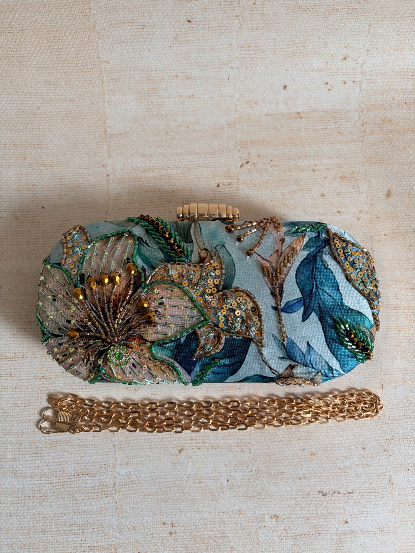 Savana Floral Oval Clutch (ST1223) (Green)
