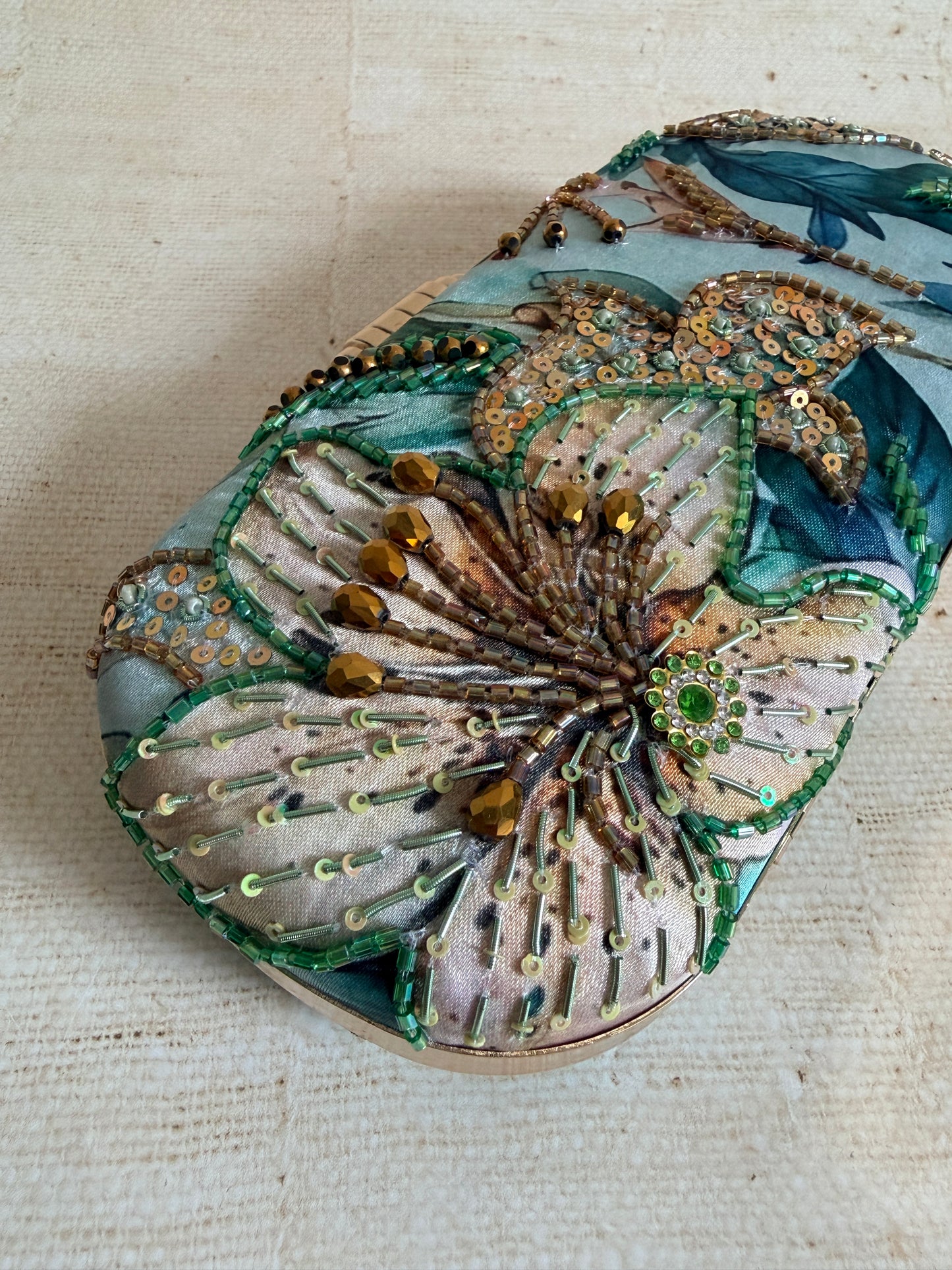 Savana Floral Oval Clutch (ST1223) (Green)