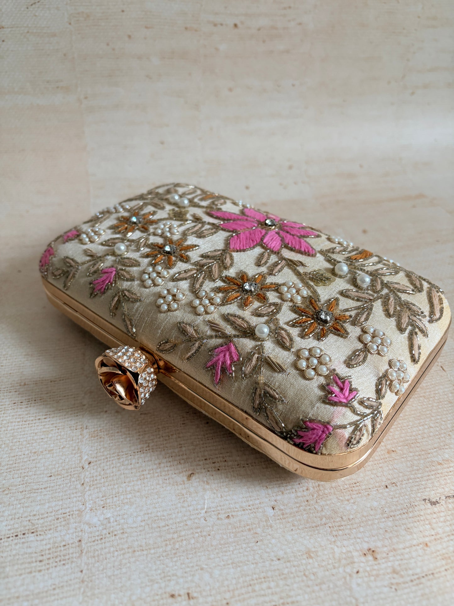 Amelia Gold Rectangular Clutch (ST11203)