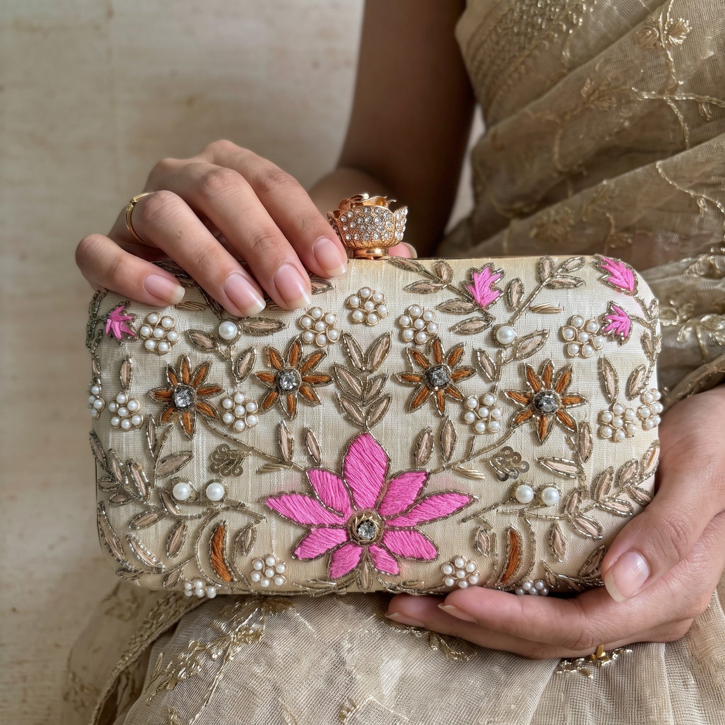 Amelia Gold Rectangular Clutch (ST11203)