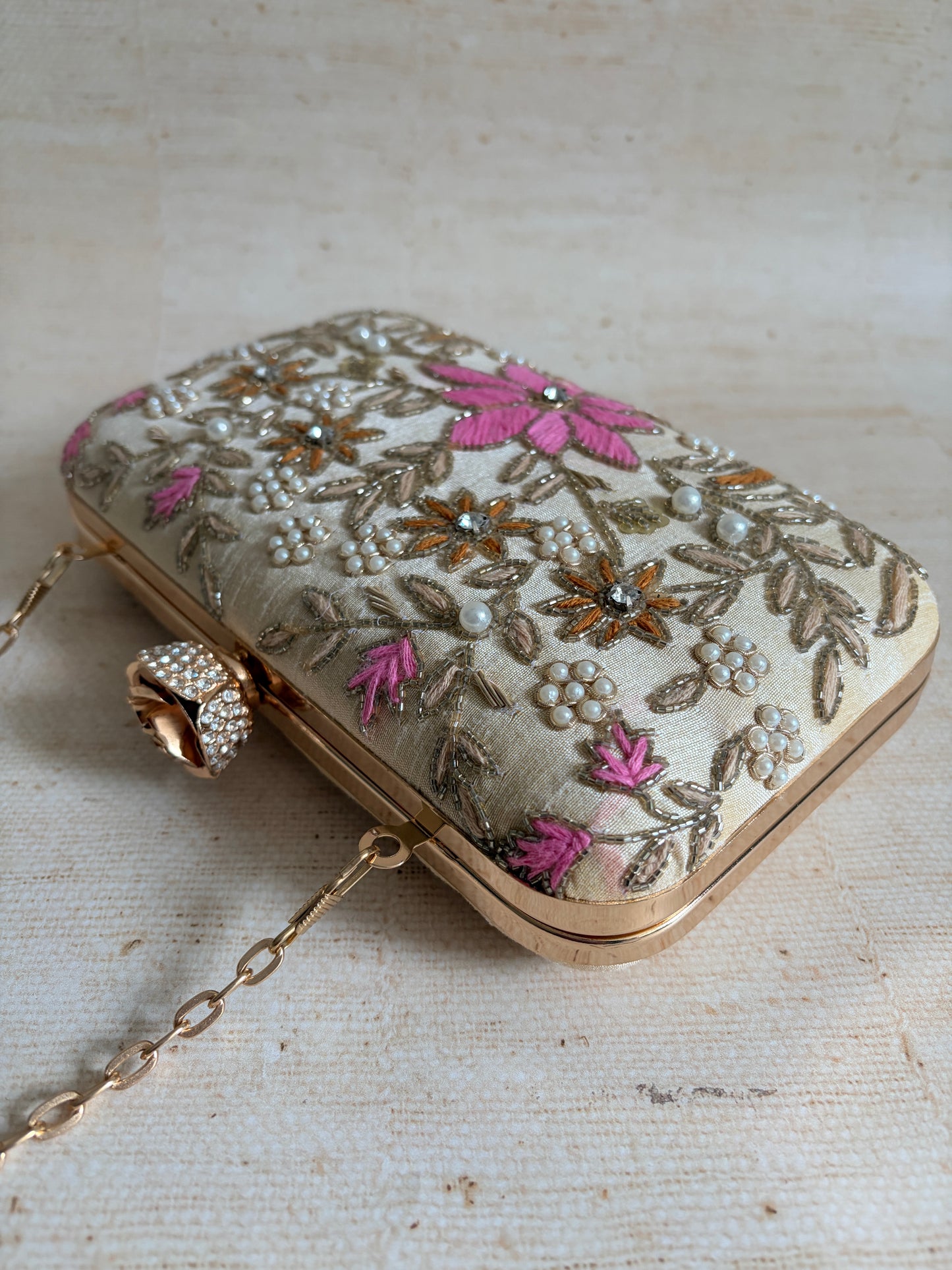 Amelia Gold Rectangular Clutch (ST11203)