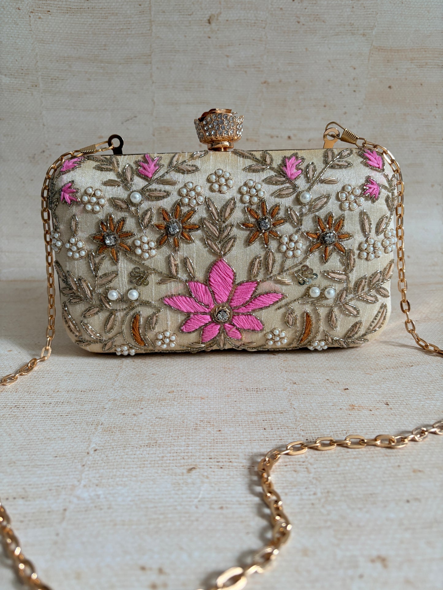 Amelia Gold Rectangular Clutch (ST11203)